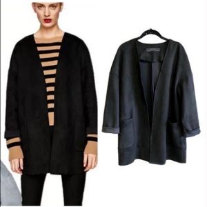 Zara Faux Suede Open Jacket